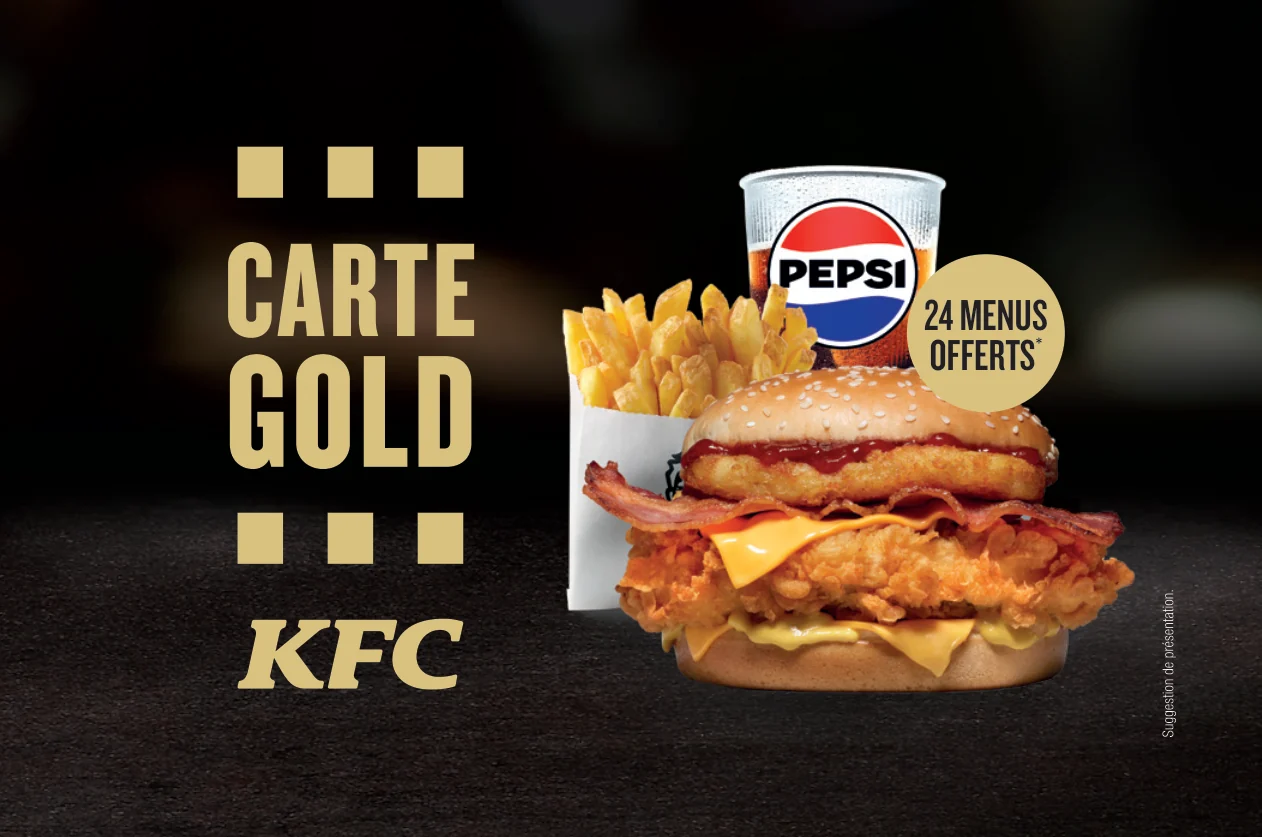 Carte Gold KFC : 24 menus offerts
