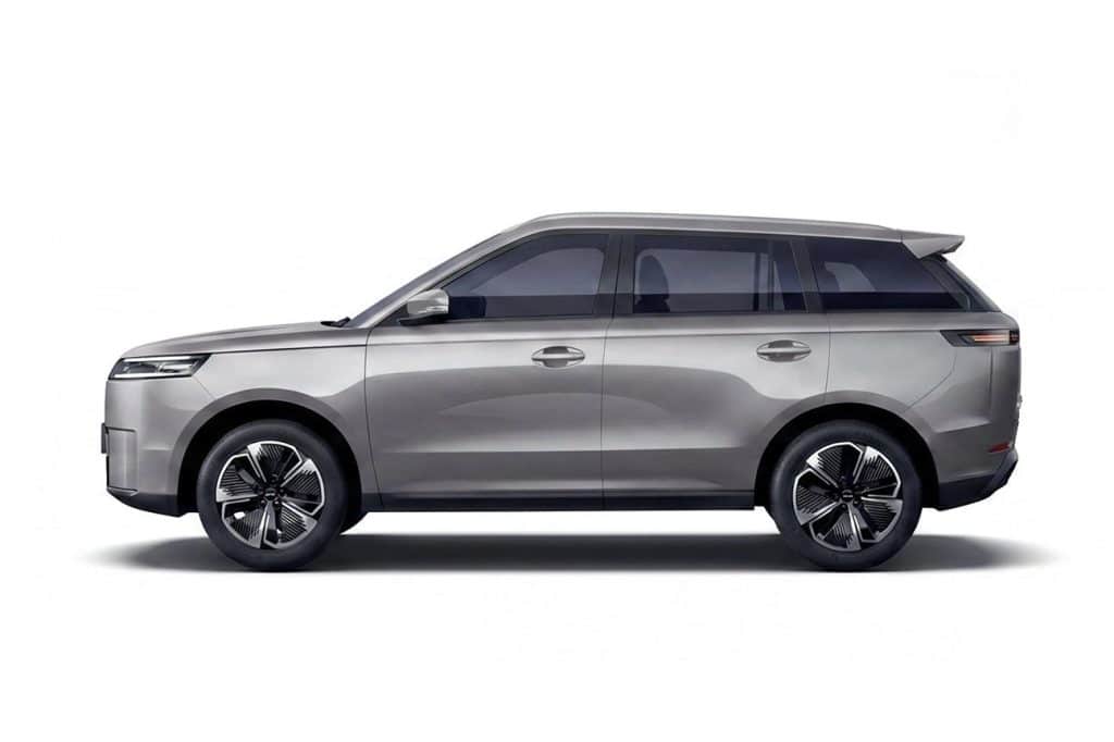 Jaecoo 7 gris vu de profil, silhouette de SUV familial